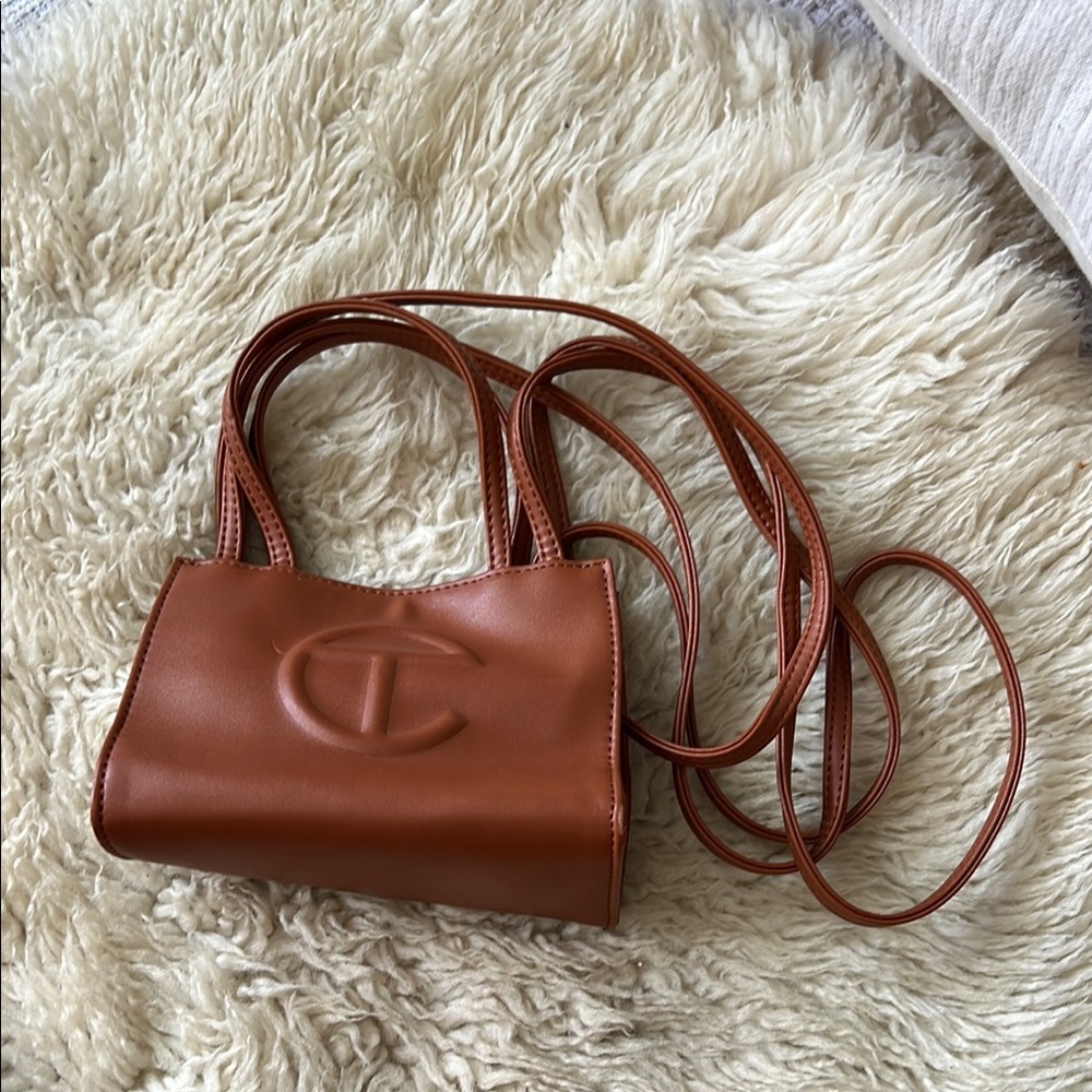 Telfar Tan Mini Bag with Adjustable Straps and Smooth Finish